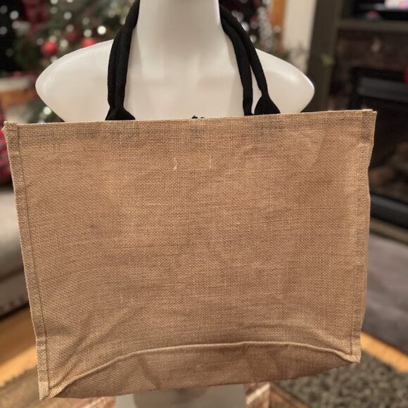 HELLO WEEKEND Jute Tote Bag – Large Canvas Burlap Shopper - Picture 3 of 3